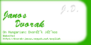 janos dvorak business card